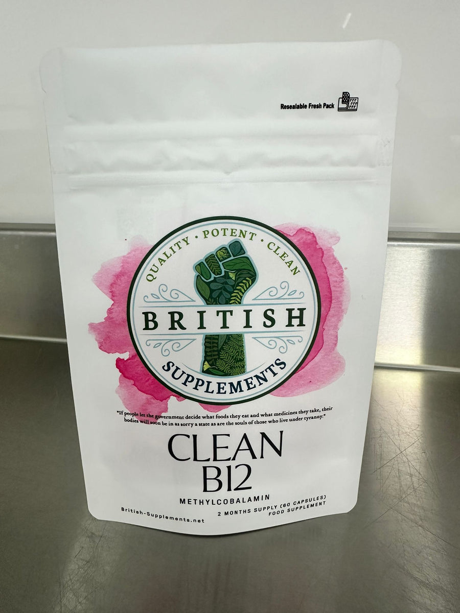 Clean B12 (Methylcobalamin 1,300ug)  British Supplements