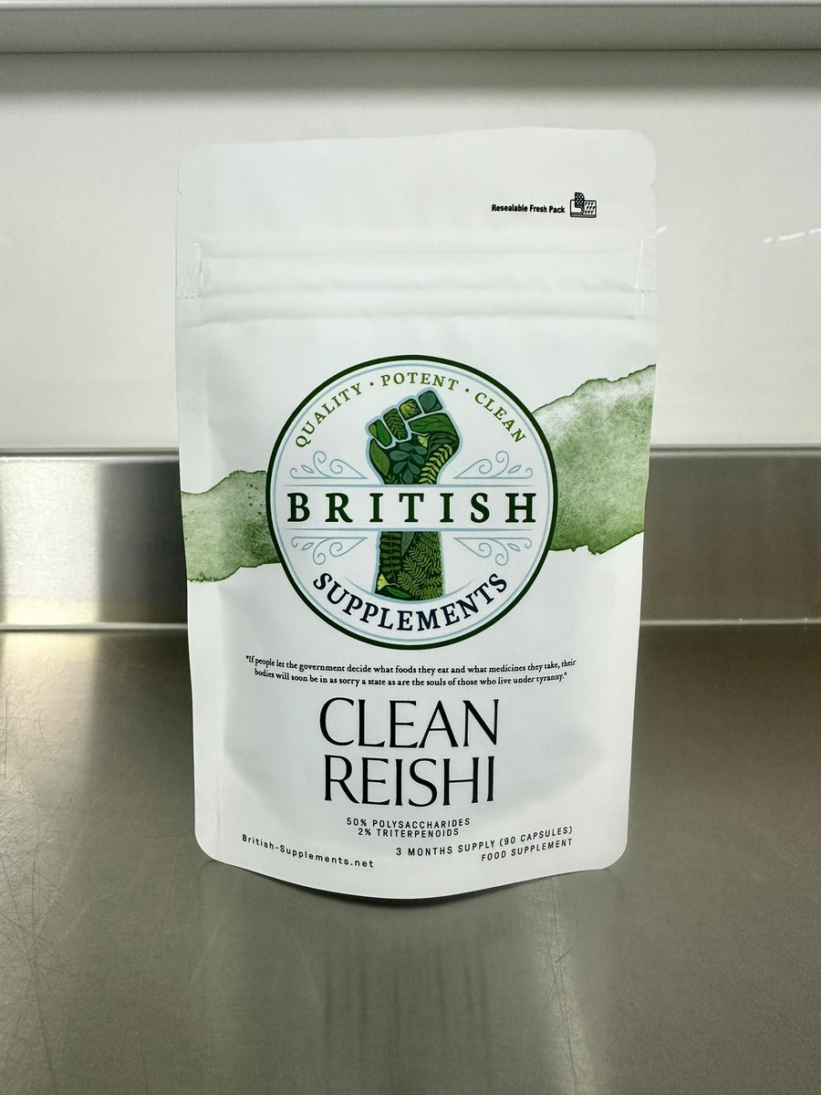 Reishi Extract Polysaccharides 50%, Triterpenoids 2% Clean Genuine Potent - British Supplements