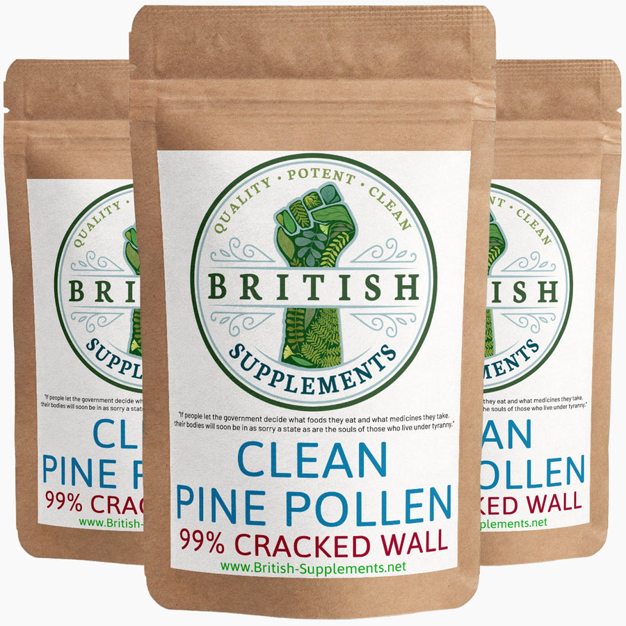 Clean Genuine Pine Pollen Capsules 422mg (99% Cracked Wall) - British Supplements