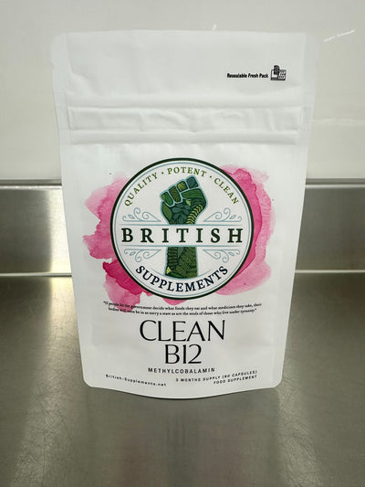 Clean B12 (Methylcobalamin 1,300ug) - British Supplements