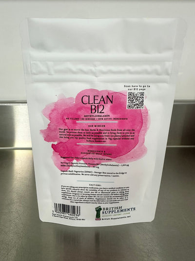 Clean B12 (Methylcobalamin 1,300ug) - British Supplements