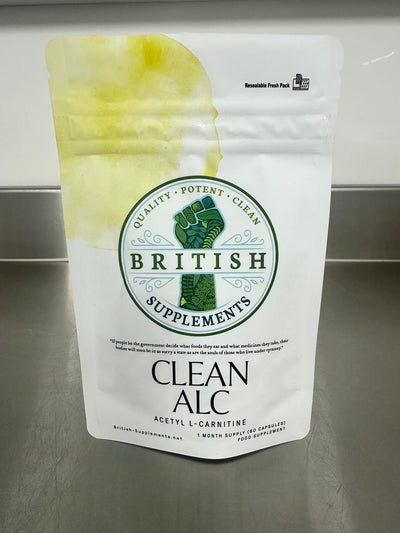 Clean Genuine Acetyl L - Carnitine (ALC) + Uptake Blend - British Supplements