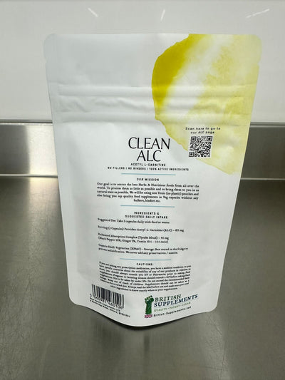 Clean Genuine Acetyl L - Carnitine (ALC) + Uptake Blend - British Supplements
