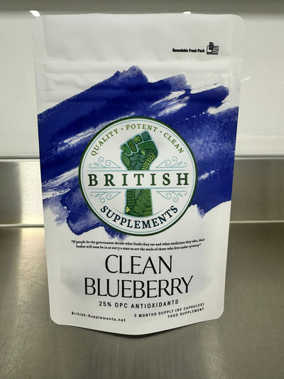 Clean Genuine BlueBerry Extract 6,440mg (25% OPC Antioxidants 40.25mg) - British Supplements