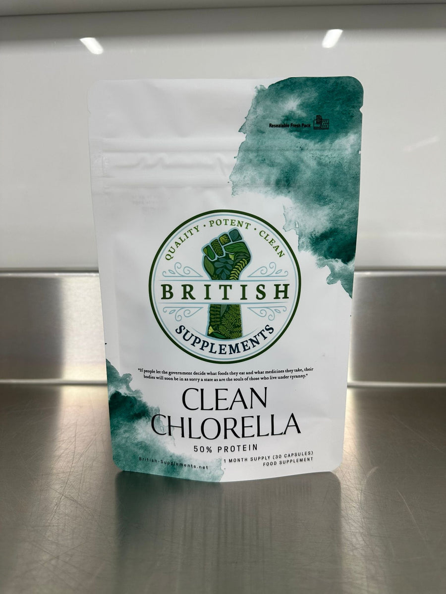 Clean Genuine Chlorella Caps 568mg (50% Protein) - British Supplements