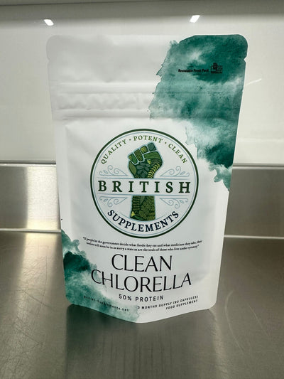 Clean Genuine Chlorella Caps 568mg (50% Protein) - British Supplements