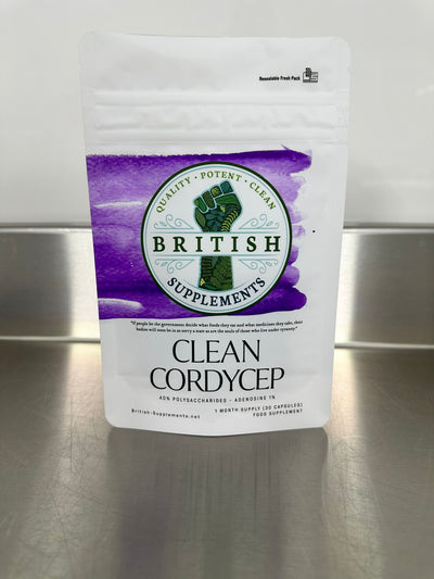 Clean Genuine Cordyceps polysaccharides 40%, Adenosine 1% - British Supplements