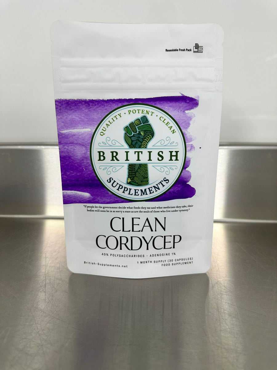 Clean Genuine Cordyceps polysaccharides 40%, Adenosine 1% - British Supplements