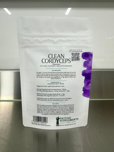 Clean Genuine Cordyceps polysaccharides 40%, Adenosine 1% - British Supplements