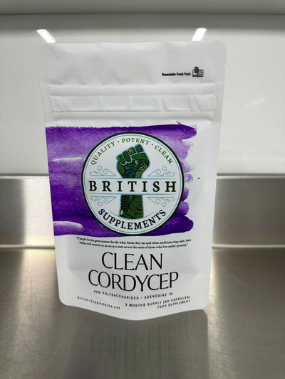 Clean Genuine Cordyceps polysaccharides 40%, Adenosine 1% - British Supplements