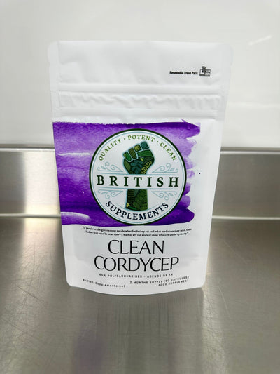 Clean Genuine Cordyceps polysaccharides 40%, Adenosine 1% - British Supplements