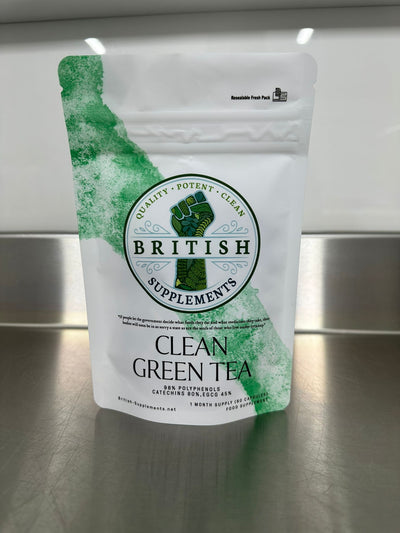 Clean Genuine Green Tea Extract (Polyphenols 916mg Catechins 748mg ,EGCG 420mg) - British Supplements