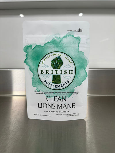 Clean Genuine Lions Mane Extract + Uptake Blend - British Supplements