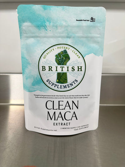Clean Genuine Maca Extract 1,444mg + Uptake Blend - British Supplements