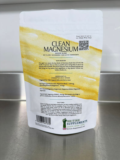 Clean Genuine Magnesium 1,404mg (Mega Mag) - British Supplements