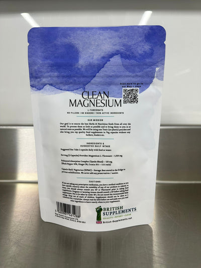 Clean Genuine Magnesium L - Threonate + Uptake Blend - British Supplements