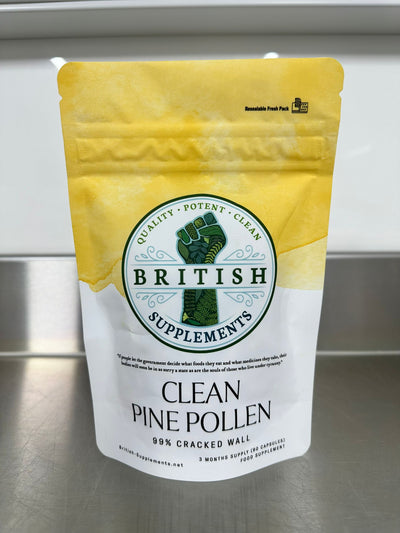 Clean Genuine Pine Pollen Capsules 422mg (99% Cracked Wall) - British Supplements