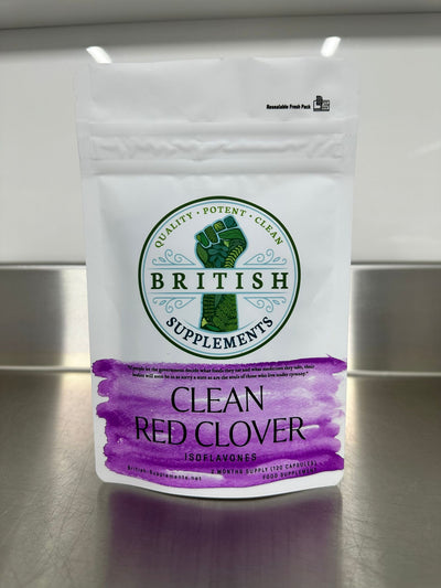 Clean Genuine Red Clover 8,814mg (Isoflavones 54mg) + Uptake Blend - British Supplements