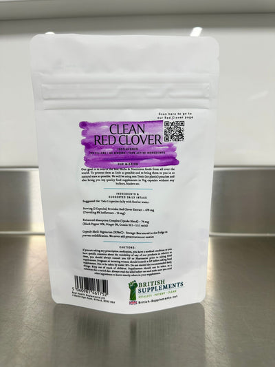 Clean Genuine Red Clover 8,814mg (Isoflavones 54mg) + Uptake Blend - British Supplements