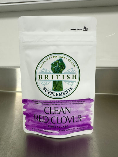 Clean Genuine Red Clover 8,814mg (Isoflavones 54mg) + Uptake Blend - British Supplements