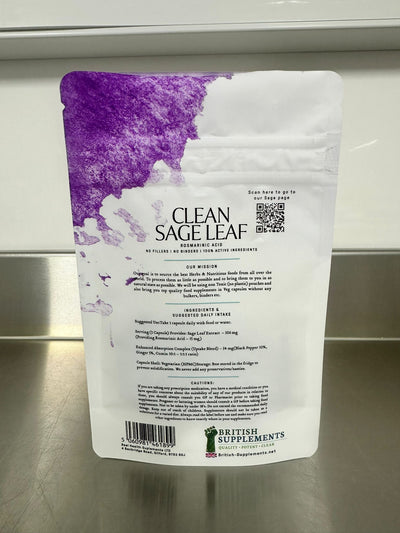 Clean Genuine Sage Leaf Extract 2,940mg (14.7mg Rosmarinic Acid) - British Supplements