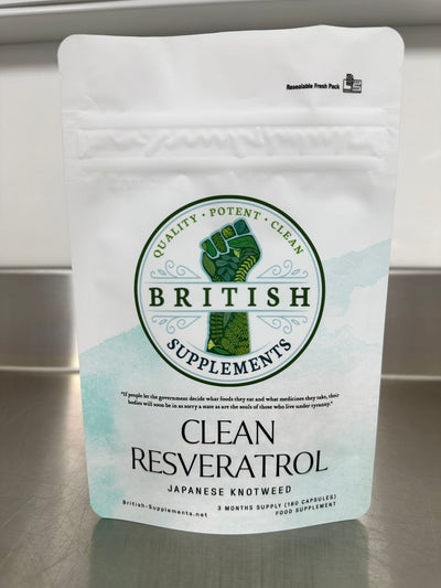 Clean Genuine Trans Resveratrol 340.8mg + 38.6mg uptake blend - British Supplements