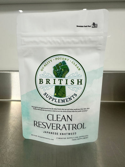 Clean Genuine Trans Resveratrol 340.8mg + 38.6mg uptake blend - British Supplements