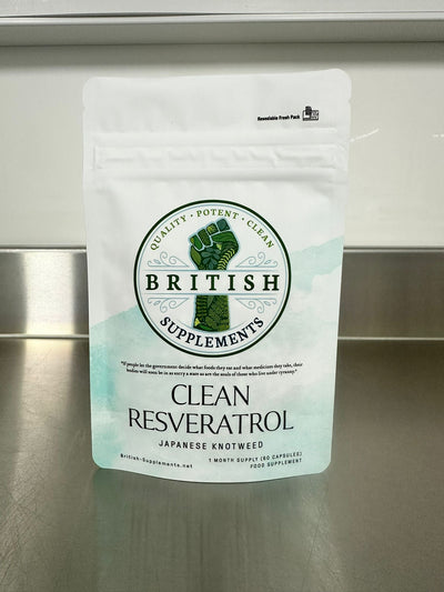 Clean Genuine Trans Resveratrol 340.8mg + 38.6mg uptake blend - British Supplements