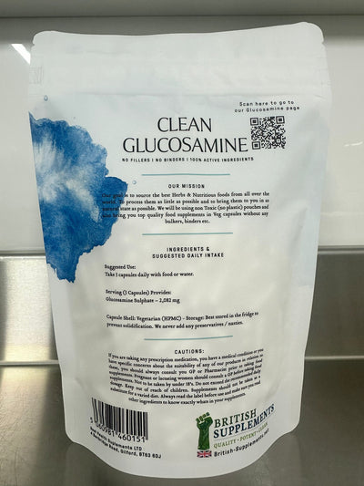 Clean Genuine Vegetarian Glucosamine in Veg Capsules - British Supplements