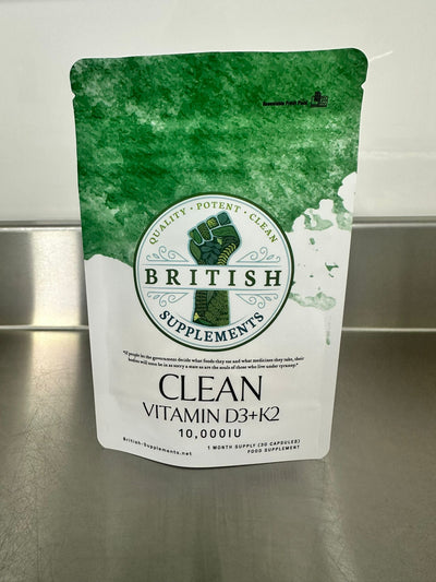 Clean Genuine Vitamin D3+K2 - British Supplements