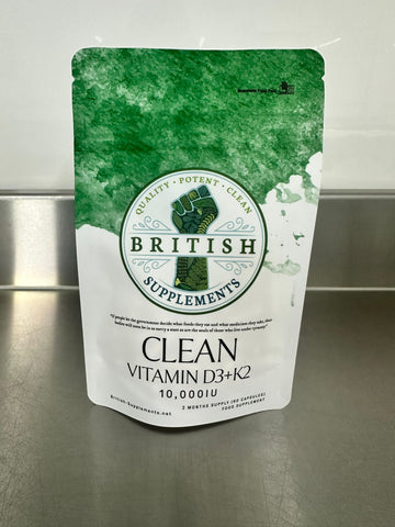 Clean Genuine Vitamin D3+K2 - British Supplements