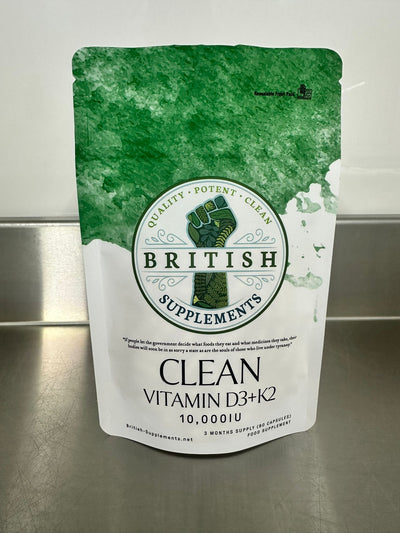 Clean Genuine Vitamin D3+K2 - British Supplements