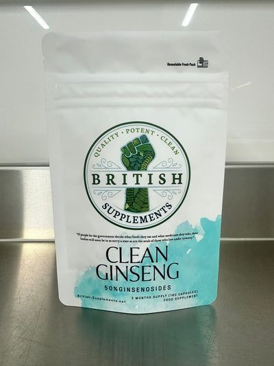 Clean Ginseng Panax 13,662mg (222.7mg Ginsenosides) - British Supplements