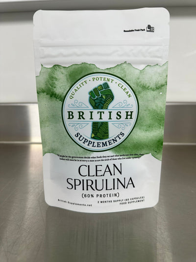 Clean Spirulina 671.4mg (60% Protein) + Uptake Blend - British Supplements