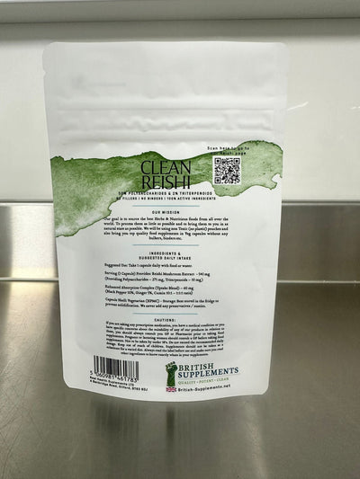 Reishi Extract Polysaccharides 50%, Triterpenoids 2% Clean Genuine Potent - British Supplements