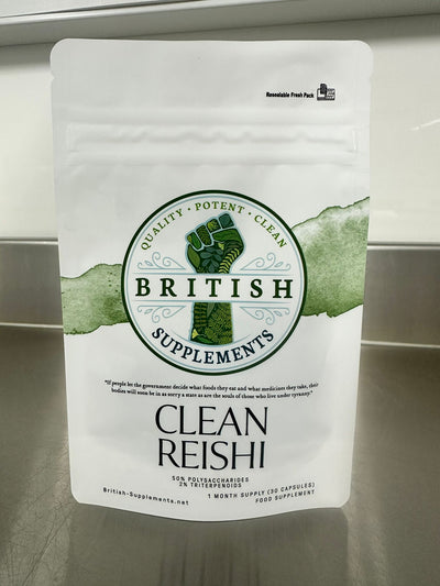 Reishi Extract Polysaccharides 50%, Triterpenoids 2% Clean Genuine Potent - British Supplements