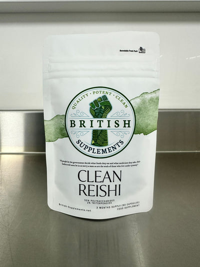 Reishi Extract Polysaccharides 50%, Triterpenoids 2% Clean Genuine Potent - British Supplements