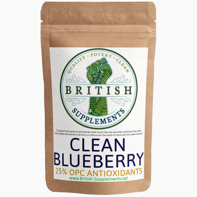 Clean Genuine BlueBerry Extract 6,440mg (25% OPC Antioxidants 40.25mg) - British Supplements