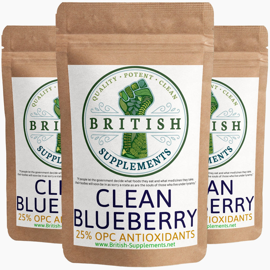 Clean Genuine BlueBerry Extract 6,440mg (25% OPC Antioxidants 40.25mg) - British Supplements