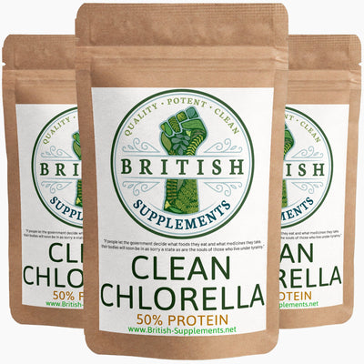 Clean Genuine Chlorella Caps 568mg (50% Protein) - British Supplements