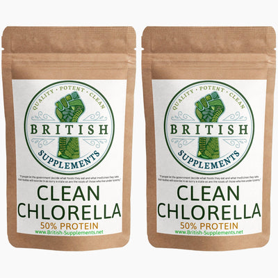 Clean Genuine Chlorella Caps 568mg (50% Protein) - British Supplements