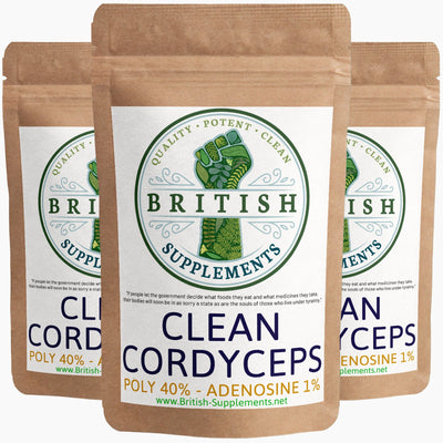 Clean Genuine Cordyceps polysaccharides 40%, Adenosine 1% - British Supplements