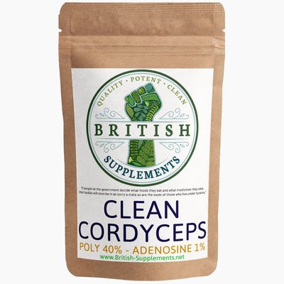 Clean Genuine Cordyceps polysaccharides 40%, Adenosine 1% - British Supplements