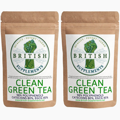 Clean Genuine Green Tea Extract (Polyphenols 916mg Catechins 748mg ,EGCG 420mg) - British Supplements