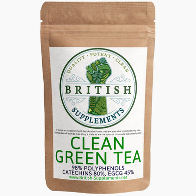 Clean Genuine Green Tea Extract (Polyphenols 916mg Catechins 748mg ,EGCG 420mg) - British Supplements