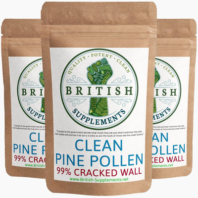 Clean Genuine Pine Pollen Capsules 422mg (99% Cracked Wall) - British Supplements