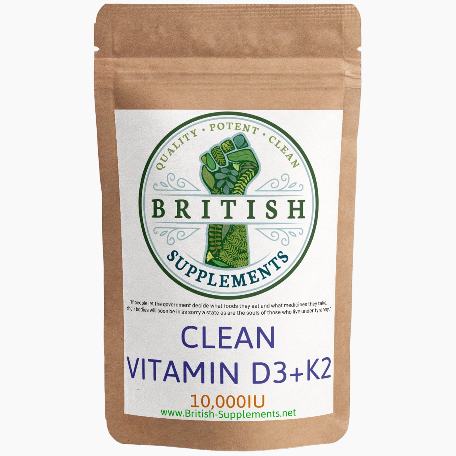 Clean Genuine Vitamin D3+K2 Supplement British Supplements