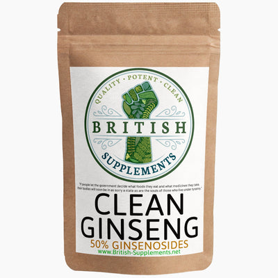 Clean Ginseng Panax 13,662mg (222.7mg Ginsenosides) - British Supplements